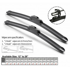 2PCS 19" + 22" INCH Bracketless Windshield Wiper Blades J-HOOK OEM Quality