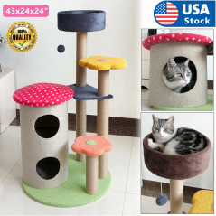 43" Multi-Level Cat Tree with Kitten House Condo Furniture Scratching Post