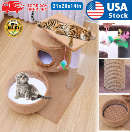 Cat Tree Tower 21" STURDY Activity Center Large Playing House Condo For Rest & S