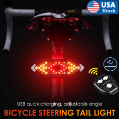 Bicycle Tail Light USB Smart Wireless Remote Control Turn Signal Warning Lamp