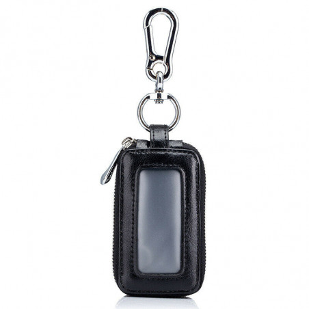 Genuine Leather Car Key Chain Ring Dual Holder Pouch Case Organizer Bag Wallet
