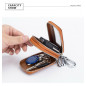 Genuine Leather Car Key Chain Ring Dual Holder Pouch Case Organizer Bag Wallet