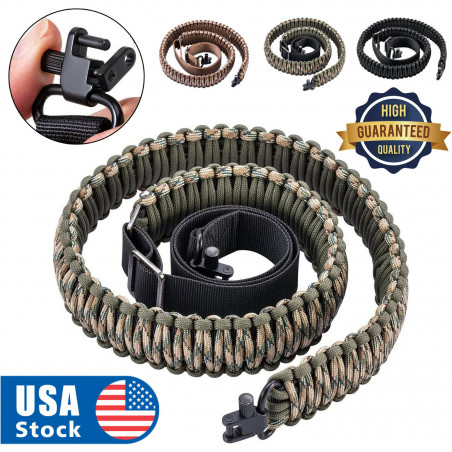 Tactical 550 Paracord Rifle Gun Sling Shotgun Crossbow 2 Point Adjustable Swivel