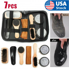 Shoe Cleaning Brushes Tools Kit Polish Boot High Heeled Leather Shine Care Case