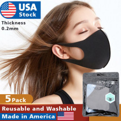 5pack Polyurethane Face Mask Black Washable Reusable Breathable Unisex Masks