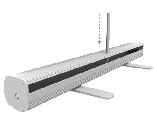 Insert the pole into the base